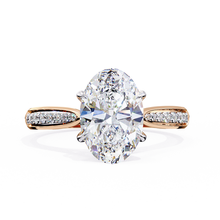 lab grown diamond | moissanite Jewellery Quarter Eternity Halo Lab Grown Diamond OR Moissanite Ring Rose Gold 18K by Rabbito Jewels