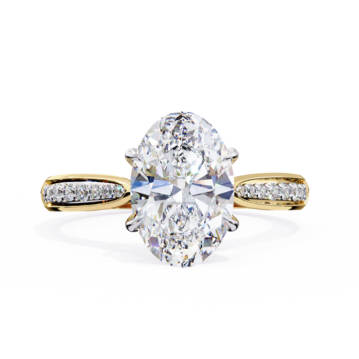 lab grown diamond | moissanite Jewellery Quarter Eternity Halo Lab Grown Diamond OR Moissanite Ring Yellow Gold 18K by Rabbito Jewels
