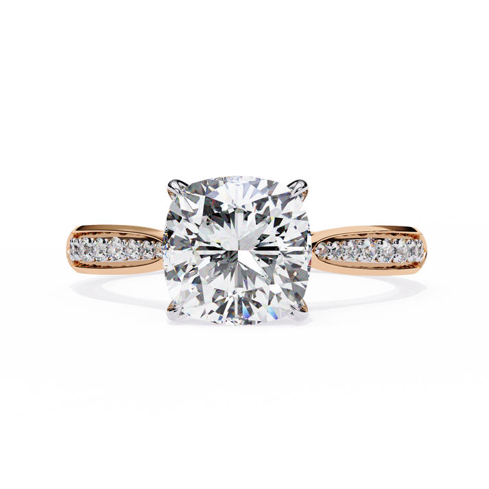 lab grown diamond | moissanite Jewellery Cushion Halo Lab Grown Diamond OR Moissanite Ring Rose Gold 14K by Rabbito Jewels