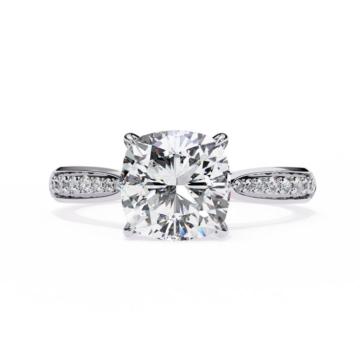 lab grown diamond | moissanite Jewellery Cushion Halo Lab Grown Diamond OR Moissanite Ring White Gold 18K by Rabbito Jewels