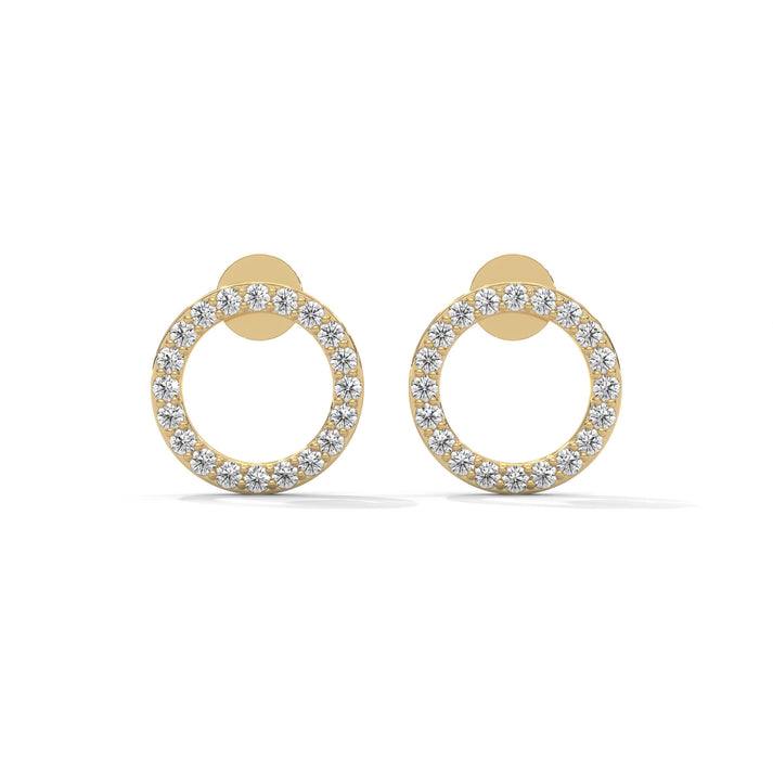 lab grown diamond | moissanite Jewellery Round Hanging Lab Grown Diamond OR Moissanite Earrings Yellow Gold 14K by Rabbito Jewels