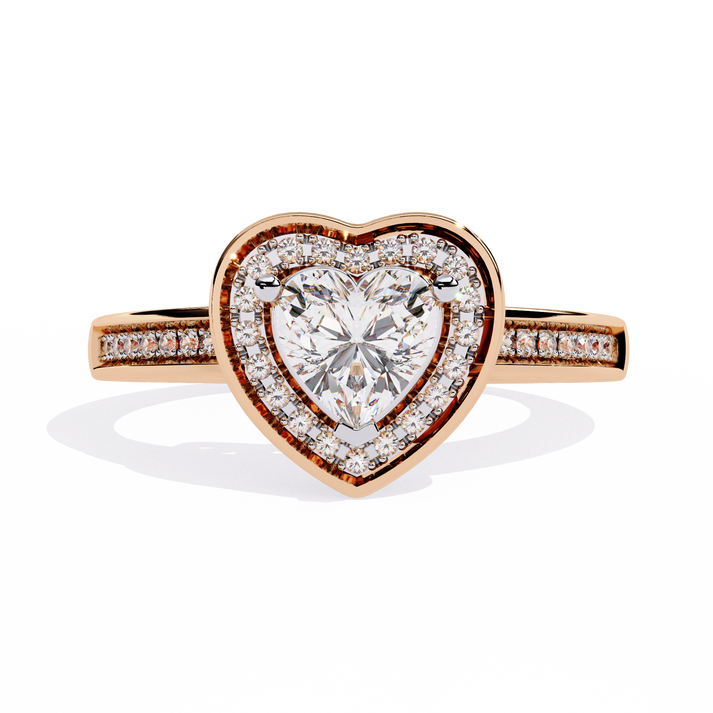 lab grown diamond | moissanite Jewellery Pave Set Heart Lab Grown Diamond OR Moissanite Ring Rose Gold 18K by Rabbito Jewels