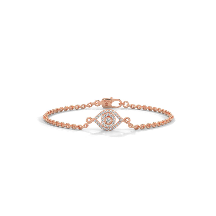 lab grown diamond | moissanite Jewellery Leaf Evil Eye Lab Grown Diamond OR Moissanite Bracelet Rose Gold 18K by Rabbito Jewels