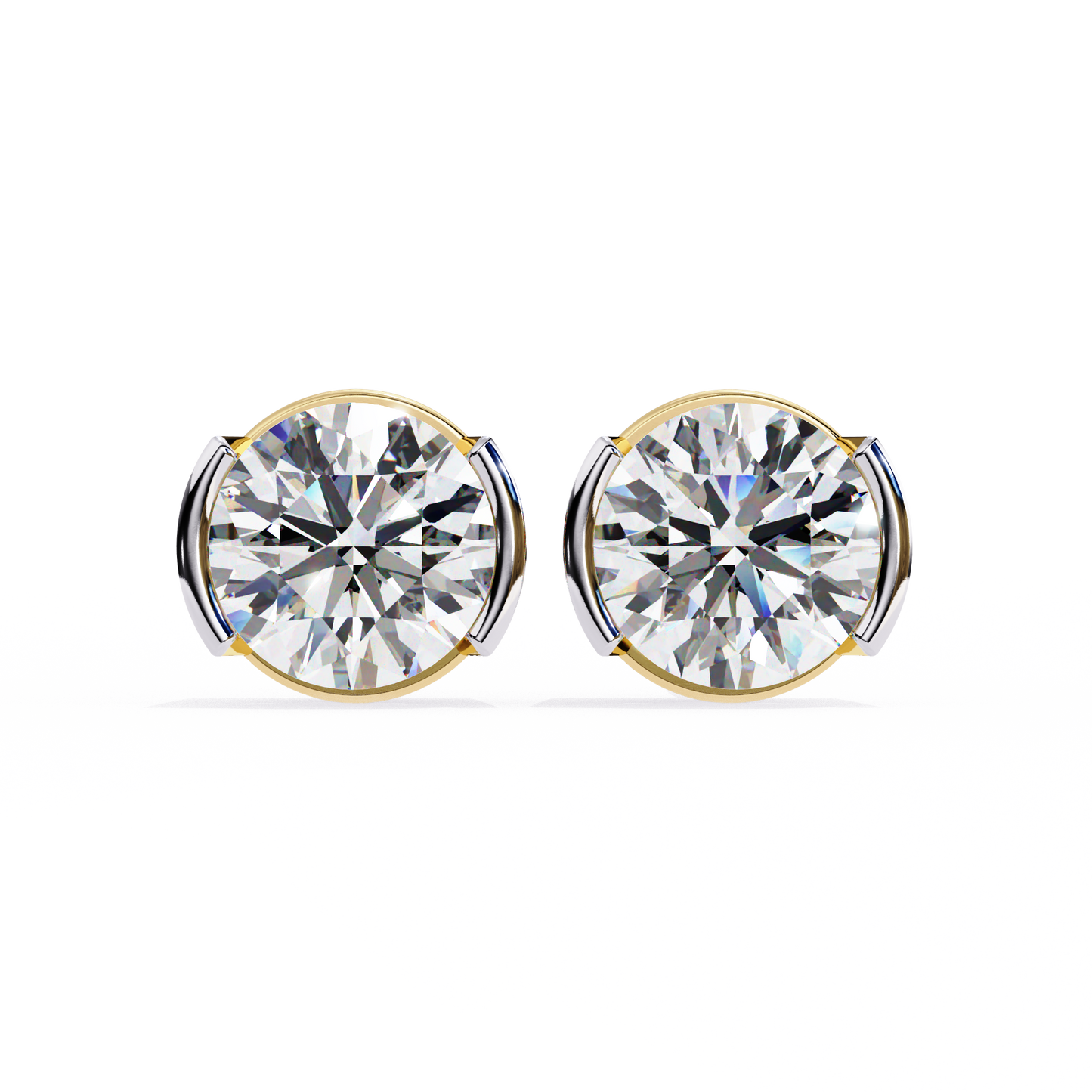 lab grown diamond | moissanite Jewellery Pinkal Reflection Lab Grown OR Moissanite Stud Earrings Yellow Gold 18K by Rabbito Jewels