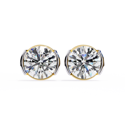 lab grown diamond | moissanite Jewellery Pinkal Reflection Lab Grown OR Moissanite Stud Earrings Yellow Gold 18K by Rabbito Jewels