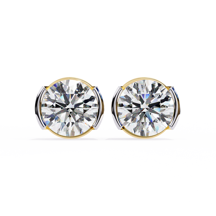 lab grown diamond | moissanite Jewellery Pinkal Reflection Lab Grown OR Moissanite Stud Earrings Yellow Gold 18K by Rabbito Jewels