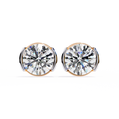lab grown diamond | moissanite Jewellery Pinkal Reflection Lab Grown OR Moissanite Stud Earrings Rose Gold 14K by Rabbito Jewels
