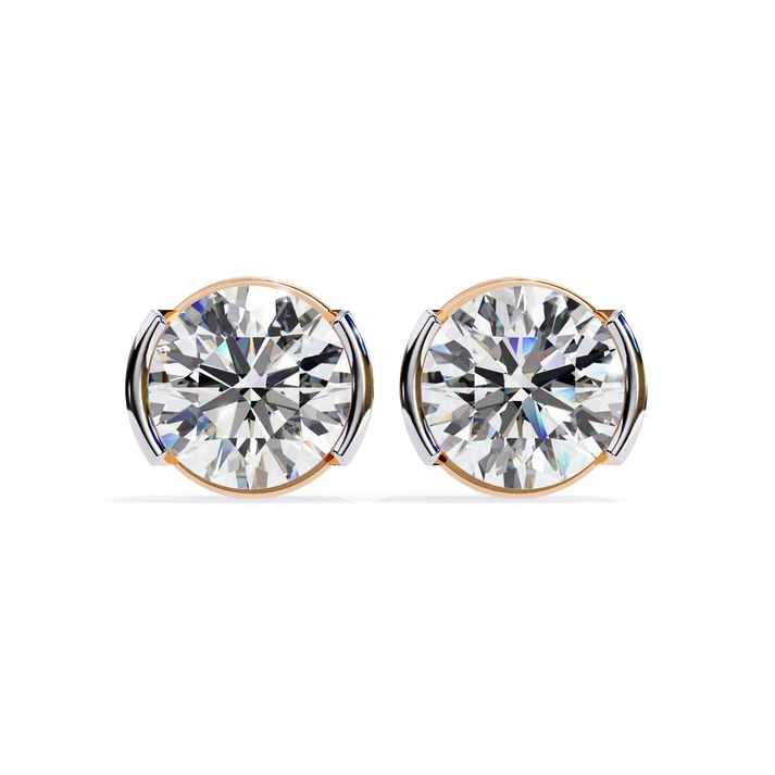 lab grown diamond | moissanite Jewellery Pinkal Reflection Lab Grown OR Moissanite Stud Earrings Rose Gold 14K by Rabbito Jewels