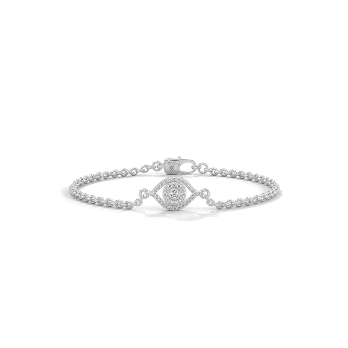 lab grown diamond | moissanite Jewellery Leaf Evil Eye Lab Grown Diamond OR Moissanite Bracelet Silver by Rabbito Jewels