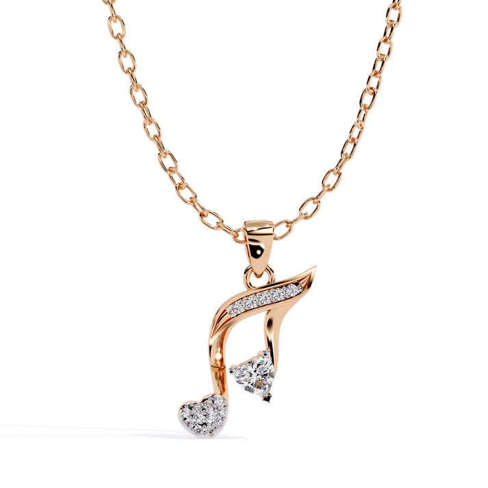 lab grown diamond | moissanite Jewellery Music Star Lab Grown Diamond OR Moissanite Pendant Rose Gold 18K by Rabbito Jewels