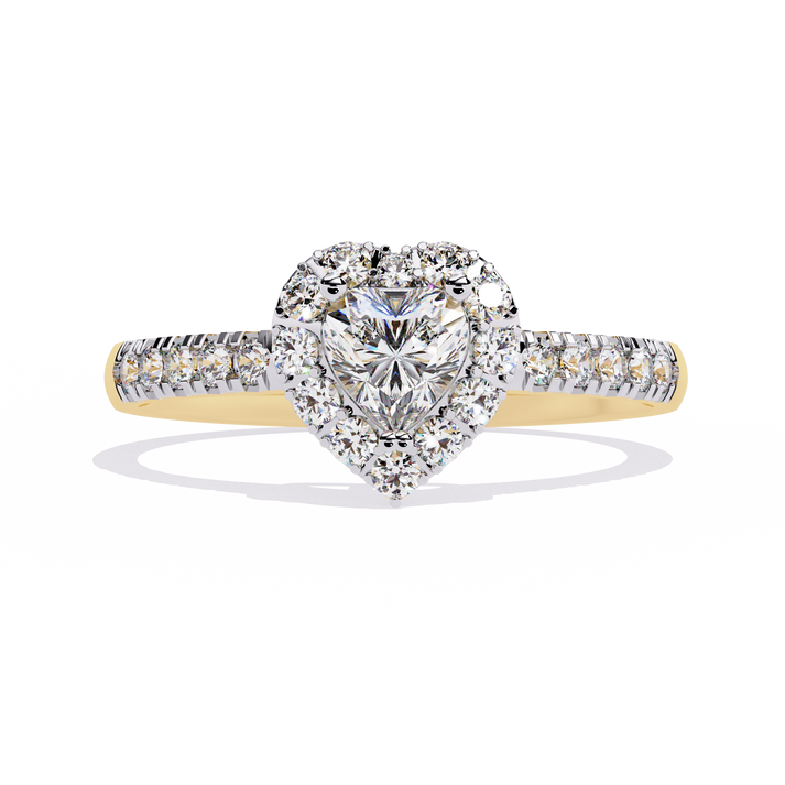 lab grown diamond | moissanite Jewellery Elle Classic Halo Lab Grown Diamond OR Moissanite Ring Yellow Gold 18K by Rabbito Jewels
