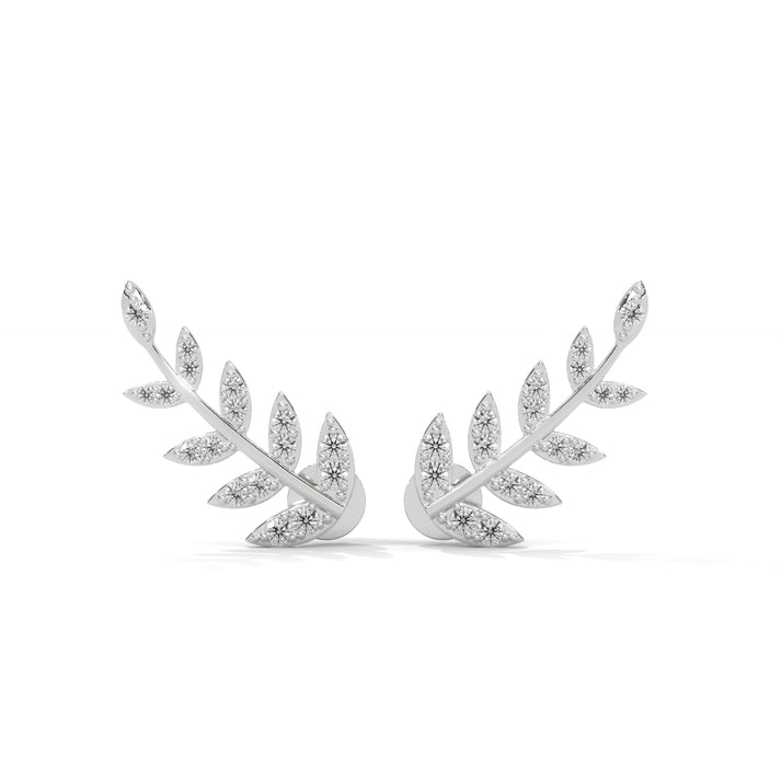 lab grown diamond | moissanite Jewellery Leaf Crest Lab Grown Diamond OR Moissanite Earrings Silver by Rabbito Jewels