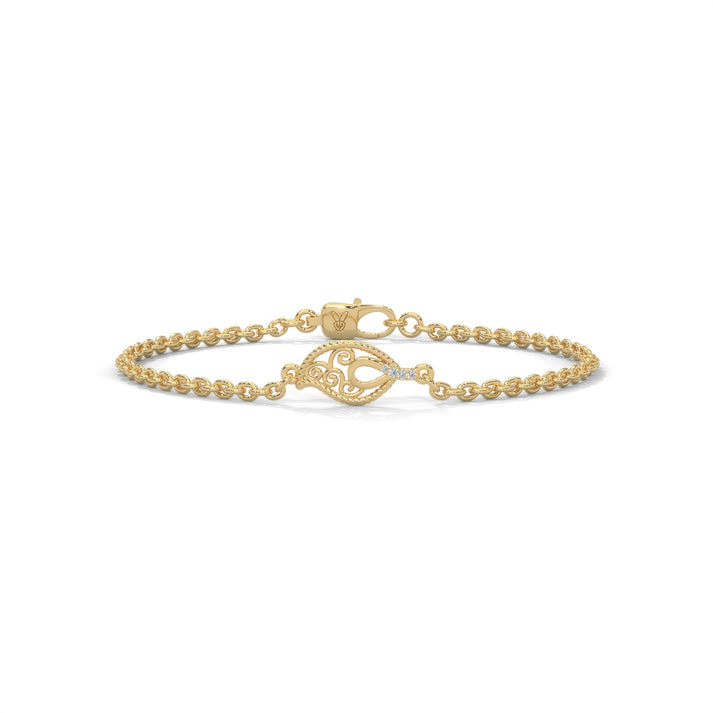 lab grown diamond | moissanite Jewellery Twisted Leaf Lab Grown Diamond OR Moissanite Bracelet Yellow Gold 18K by Rabbito Jewels
