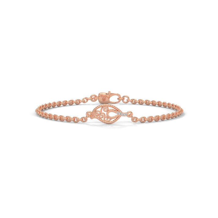 lab grown diamond | moissanite Jewellery Twisted Leaf Lab Grown Diamond OR Moissanite Bracelet Rose Gold 18K by Rabbito Jewels