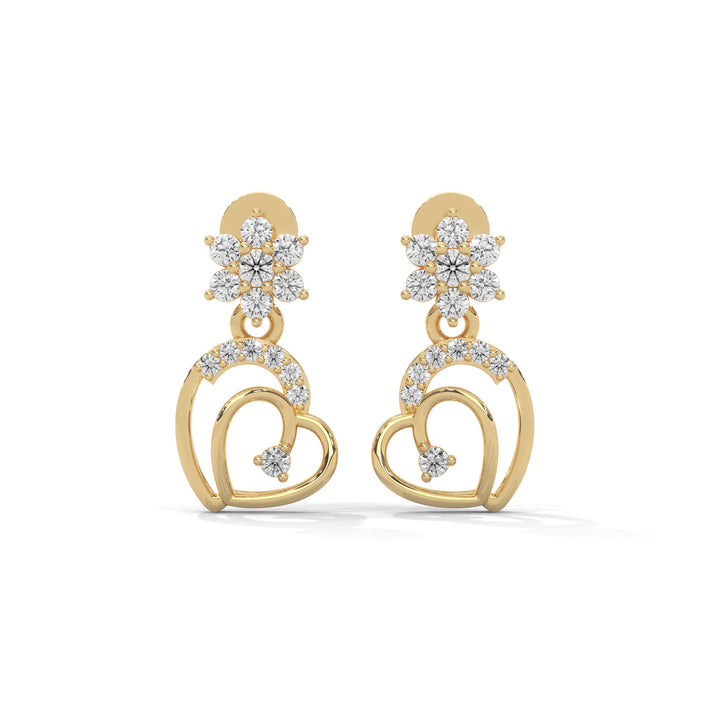 lab grown diamond | moissanite Jewellery Mazikeen Drop Heart Lab Grown Diamond OR Moissanite Earrings Yellow Gold 14K by Rabbito Jewels