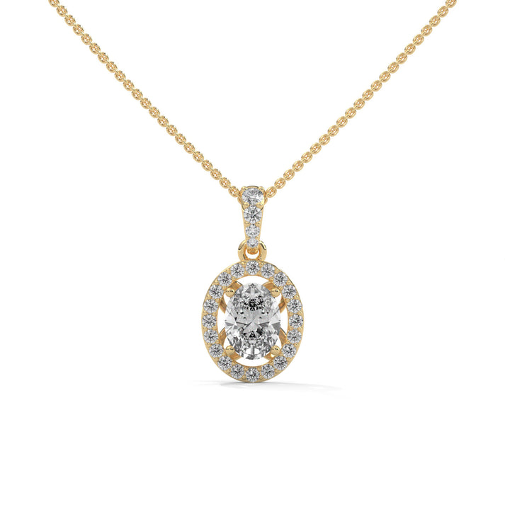 lab grown diamond | moissanite Jewellery Classic Oval Lab Grown Diamond OR Moissanite Pendant Yellow Gold 14K by Rabbito Jewels