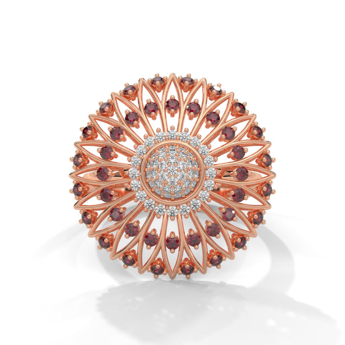 lab grown diamond | moissanite Jewellery Sunflower Daisy Lab Grown Diamond OR Moissanite Ring Rose Gold 14K by Rabbito Jewels