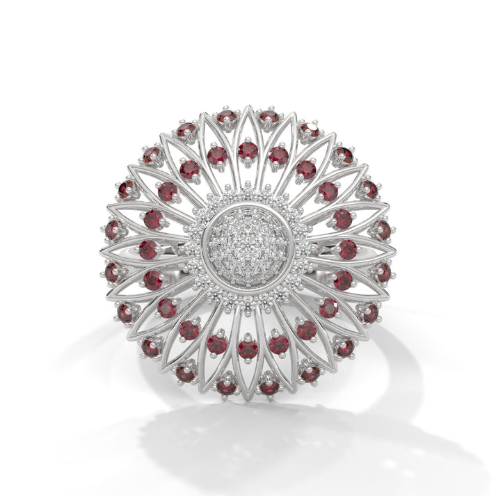 lab grown diamond | moissanite Jewellery Sunflower Daisy Lab Grown Diamond OR Moissanite Ring Silver by Rabbito Jewels