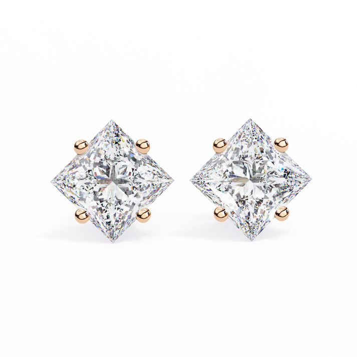 lab grown diamond | moissanite Jewellery Eternal Grace Lab Grown OR Moissanite Stud Earrings Rose Gold 18K by Rabbito Jewels