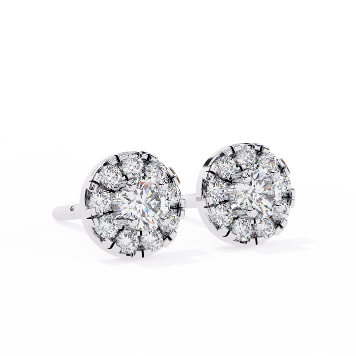 lab grown diamond | moissanite Jewellery Enchanted Forest Lab Grown OR Moissanite Halo Earrings by Rabbito Jewels