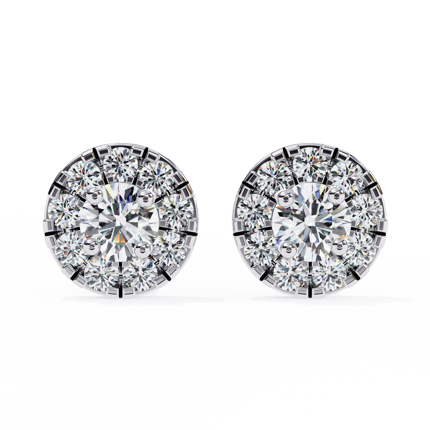 lab grown diamond | moissanite Jewellery Enchanted Forest Lab Grown OR Moissanite Halo Earrings Rose Gold 14K by Rabbito Jewels