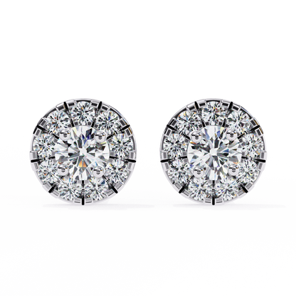 lab grown diamond | moissanite Jewellery Enchanted Forest Lab Grown OR Moissanite Halo Earrings Rose Gold 14K by Rabbito Jewels