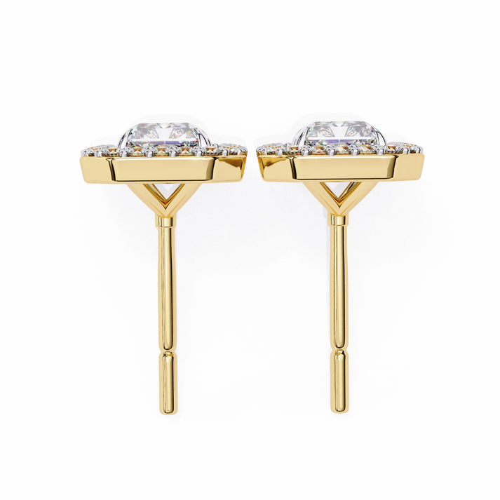 lab grown diamond | moissanite Jewellery Flare Dream Lab Grown OR Moissanite Baguette Halo Stud Earrings by Rabbito Jewels