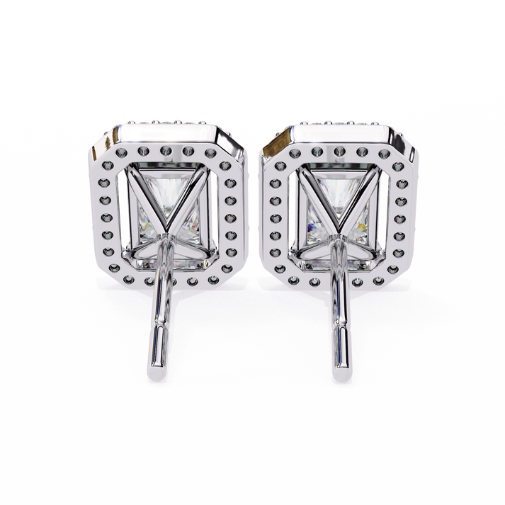 lab grown diamond | moissanite Jewellery Flare Dream Lab Grown OR Moissanite Baguette Halo Stud Earrings by Rabbito Jewels