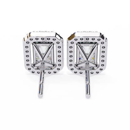 lab grown diamond | moissanite Jewellery Flare Dream Lab Grown OR Moissanite Baguette Halo Stud Earrings by Rabbito Jewels