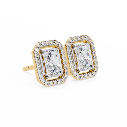 lab grown diamond | moissanite Jewellery Flare Dream Lab Grown OR Moissanite Baguette Halo Stud Earrings by Rabbito Jewels