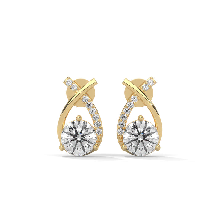 lab grown diamond | moissanite Jewellery Cross Stud Lab Grown Diamond OR Moissanite Earrings Yellow Gold 14K by Rabbito Jewels