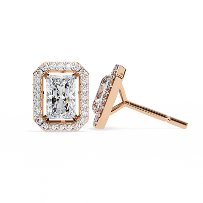lab grown diamond | moissanite Jewellery Flare Dream Lab Grown OR Moissanite Baguette Halo Stud Earrings by Rabbito Jewels