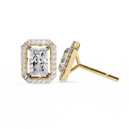 lab grown diamond | moissanite Jewellery Flare Dream Lab Grown OR Moissanite Baguette Halo Stud Earrings by Rabbito Jewels