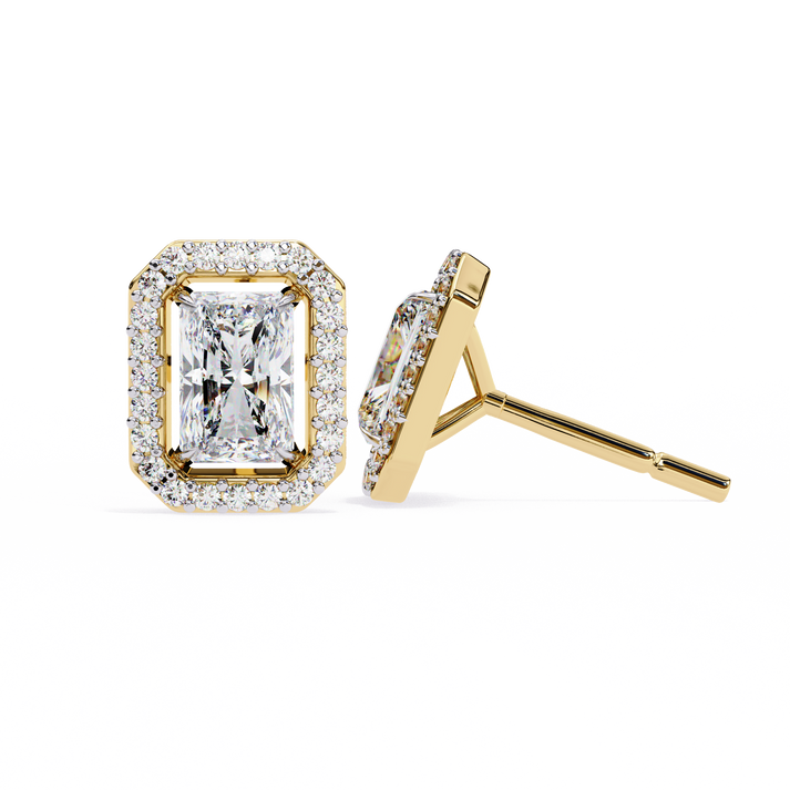 lab grown diamond | moissanite Jewellery Flare Dream Lab Grown OR Moissanite Baguette Halo Stud Earrings by Rabbito Jewels