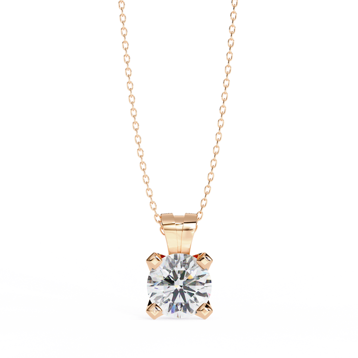 lab grown diamond | moissanite Jewellery Inddus 2.18CT Round Lab Grown Diamond OR Moissanite Pendant Rose Gold 18K by Rabbito Jewels