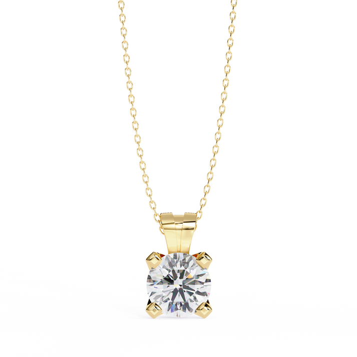 lab grown diamond | moissanite Jewellery Inddus 2.18CT Round Lab Grown Diamond OR Moissanite Pendant Yellow Gold 14K by Rabbito Jewels