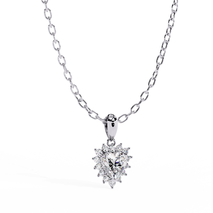 Shine Love Halo Pendant lab grown diamond and moissanite diamond by Rabbito Jewels