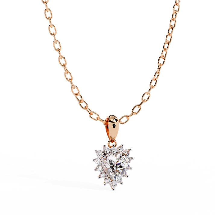 Shine Love Halo Pendant lab grown diamond and moissanite diamond by Rabbito Jewels