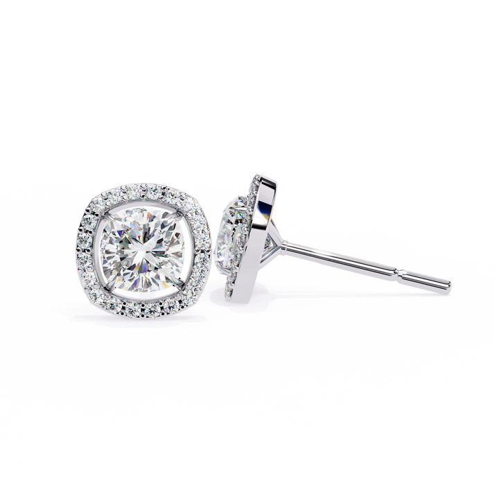 lab grown diamond | moissanite Jewellery Mystic Rain Lab Grown Diamond OR Moissanite Halo Earrings by Rabbito Jewels