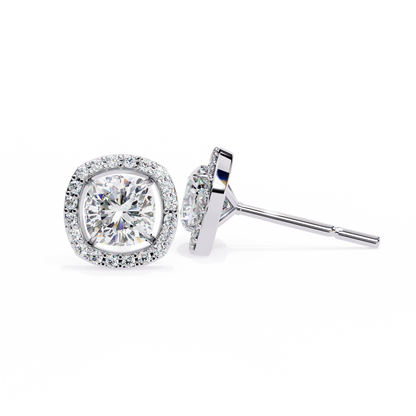 lab grown diamond | moissanite Jewellery Mystic Rain Lab Grown Diamond OR Moissanite Halo Earrings by Rabbito Jewels