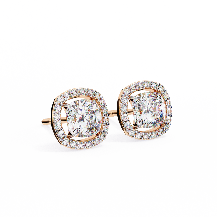 lab grown diamond | moissanite Jewellery Mystic Rain Lab Grown Diamond OR Moissanite Halo Earrings by Rabbito Jewels
