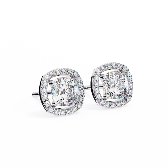 lab grown diamond | moissanite Jewellery Mystic Rain Lab Grown Diamond OR Moissanite Halo Earrings by Rabbito Jewels
