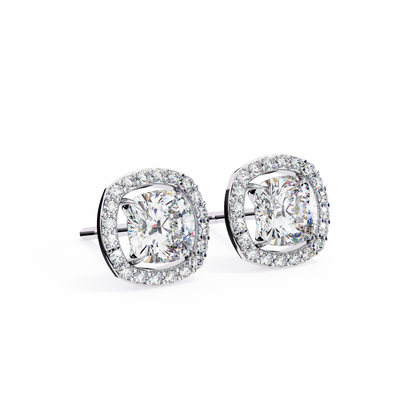 lab grown diamond | moissanite Jewellery Mystic Rain Lab Grown Diamond OR Moissanite Halo Earrings by Rabbito Jewels