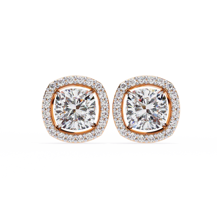 lab grown diamond | moissanite Jewellery Mystic Rain Lab Grown Diamond OR Moissanite Halo Earrings Rose Gold 14K by Rabbito Jewels