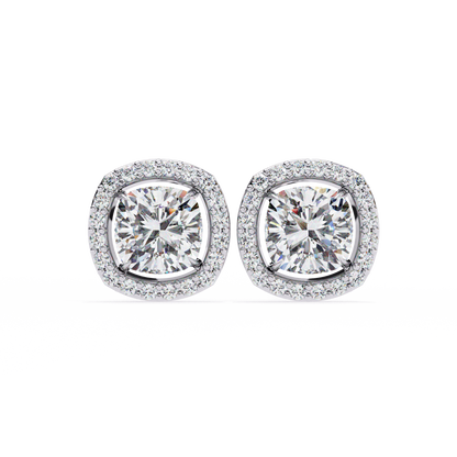 lab grown diamond | moissanite Jewellery Mystic Rain Lab Grown Diamond OR Moissanite Halo Earrings White Gold 14K by Rabbito Jewels