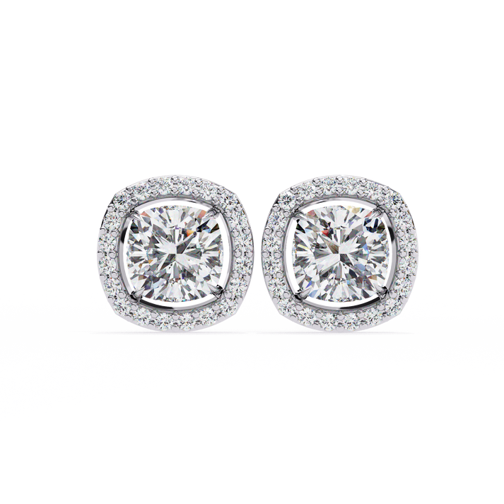 lab grown diamond | moissanite Jewellery Mystic Rain Lab Grown Diamond OR Moissanite Halo Earrings White Gold 14K by Rabbito Jewels