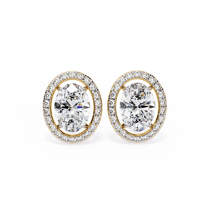 lab grown diamond | moissanite Jewellery Enchanted Teardrop Lab Grown OR Moissanite Oval Stud Earrings Yellow Gold 18K by Rabbito Jewels