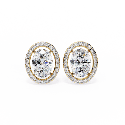 lab grown diamond | moissanite Jewellery Enchanted Teardrop Lab Grown OR Moissanite Oval Stud Earrings Yellow Gold 14K by Rabbito Jewels