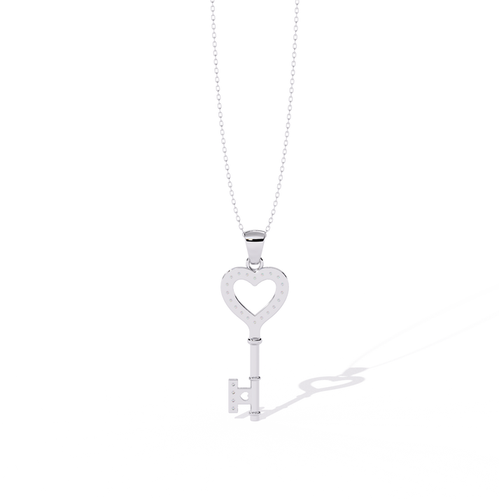 lab grown diamond | moissanite Jewellery Heart Key Lab Grown Diamond OR Moissanite Pendant by Rabbito Jewels