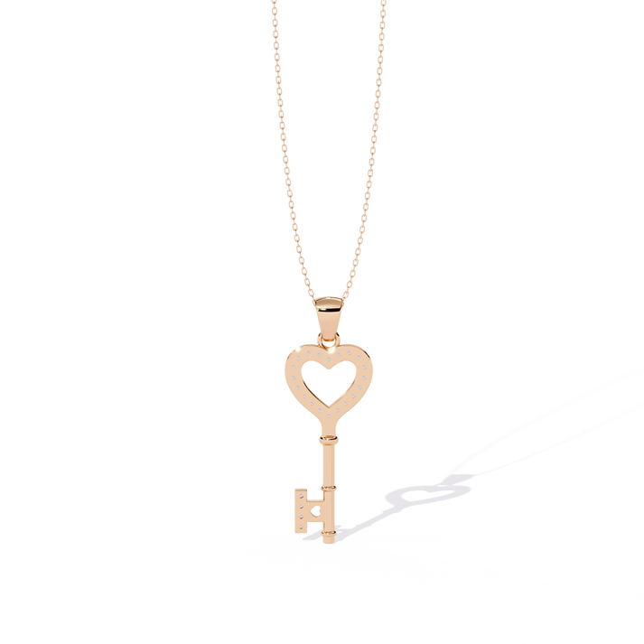 lab grown diamond | moissanite Jewellery Heart Key Lab Grown Diamond OR Moissanite Pendant by Rabbito Jewels